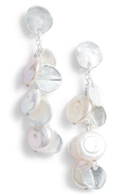Karine Sultan Cultured Pearl Waterfall Earrings in Silver