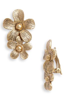 Karine Sultan Double Flower Clip-On Earrings in Gold