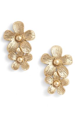 Karine Sultan Double Flower Drop Earrings in Gold