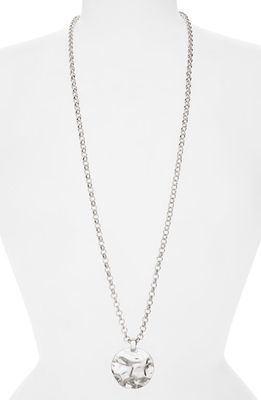 Karine Sultan Long Dollop Disc Pendant Necklace in Silver