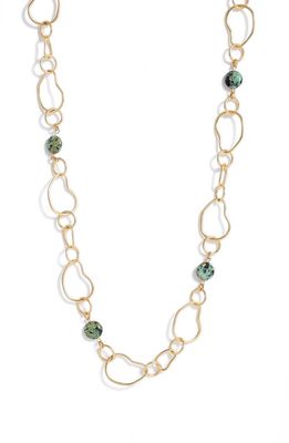 Karine Sultan Long Station Necklace in Gold/jasper
