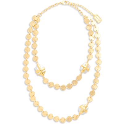 Karine Sultan Mini Coin & Pearl Layered Necklace in Gold