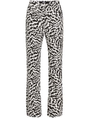 Karl Lagerfeld abstract-print high-rise straight-leg jeans - Black