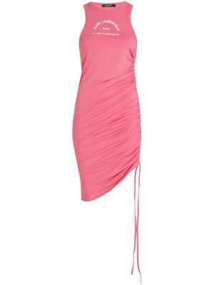 Karl Lagerfeld address-print ruched jersey minidress - Pink