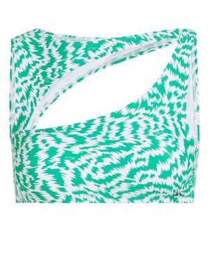 Karl Lagerfeld animal-print cut-out bikini top - Green