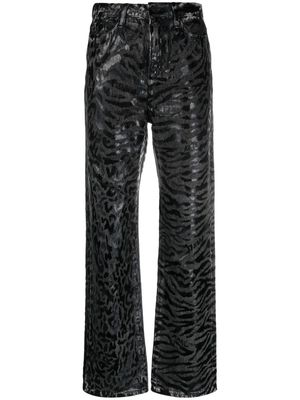 Karl Lagerfeld animal-print straight-leg jeans - Black