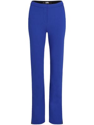 Karl Lagerfeld ankle-slit mid-rise flared trousers - Blue
