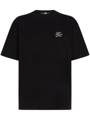 Karl Lagerfeld Autograph-embroidery cotton T-shirt - Black