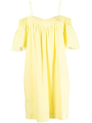 Karl Lagerfeld belted linen-blend midi dress - Yellow