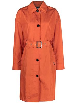 Karl Lagerfeld belted single-breasted trench coat - Orange