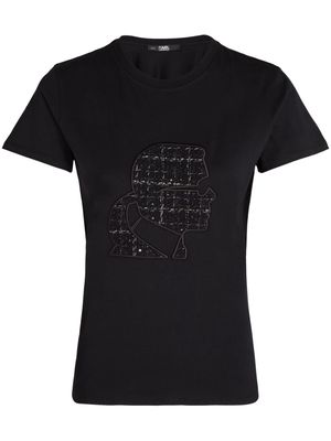 Karl Lagerfeld bouclé-detail crew-neck T-shirt - Black