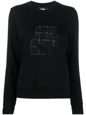 Karl Lagerfeld Bouclé Karl Profile crew-neck sweatshirt - 999 BLACK