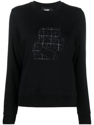 Karl Lagerfeld Bouclé Karl Profile crew-neck sweatshirt - Black