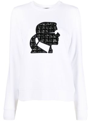 KARL LAGERFELD bouclé Karl profile sweatshirt - White