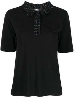 Karl Lagerfeld bouclé organic-cotton polo shirt - Black