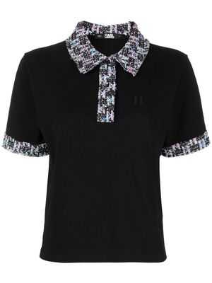 Karl Lagerfeld bouclé-trim short-sleeve polo shirt - Black
