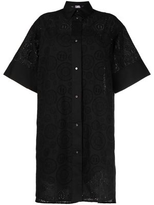 Karl Lagerfeld broderie anglaise cotton shirt dress - Black
