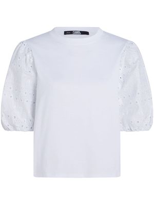 Karl Lagerfeld broderie-anglaise cotton T-shirt - White