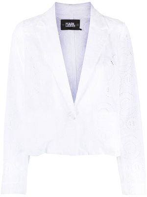 Karl Lagerfeld broderie anglaise cropped blazer - White