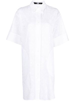 Karl Lagerfeld broderie anglaise mini shirtdress - White