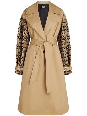 Karl Lagerfeld broderie-anglaise trench coat - Neutrals