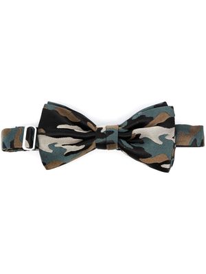 Karl Lagerfeld camouflage-print silk bow tie - Green