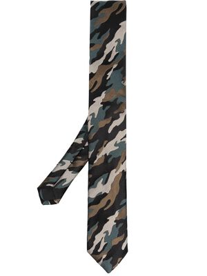 Karl Lagerfeld camouflage-print silk tie - Green