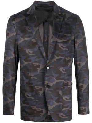 Karl Lagerfeld camouflage-print single-breasted blazer - Blue