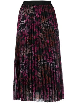 Karl Lagerfeld chain-print pleated midi skirt - Black