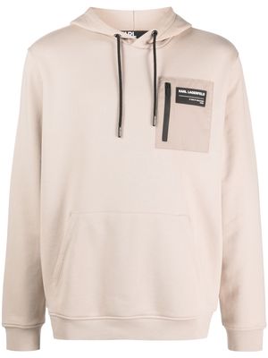 Karl Lagerfeld chest logo-patch hoodie - Neutrals