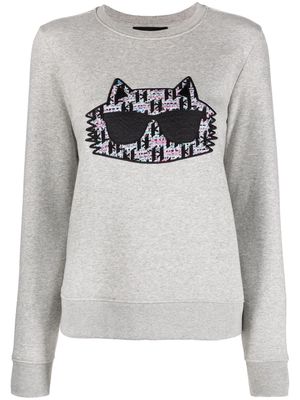 Karl Lagerfeld Choupette-embroidered sweatshirt - Grey