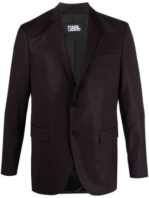 Karl Lagerfeld Clever brooch-detail stretch-wool blazer - Purple