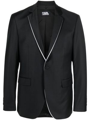Karl Lagerfeld contrast-trim single-breasted blazer - Black