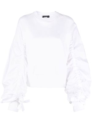 Karl Lagerfeld contrasting sleeve cropped sweatshirt - White
