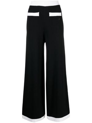 Karl Lagerfeld contrasting-trim wide-leg knit pants - Black