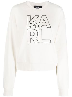 Karl Lagerfeld cropped block-logo sweatshirt - White