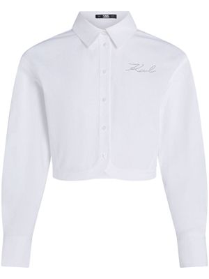 Karl Lagerfeld cropped organic-cotton shirt - White