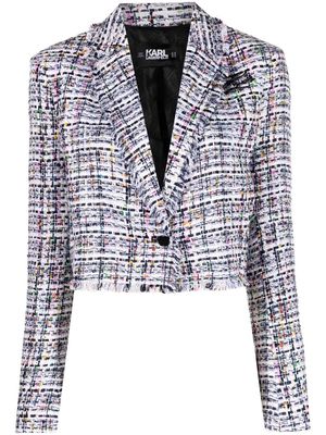 Karl Lagerfeld cropped single-breasted bouclé jacket - White