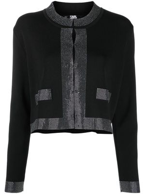 Karl Lagerfeld crystal-embellished knitted cardigan - Black