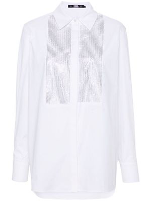 Karl Lagerfeld crystal-embellished poplin shirt - White