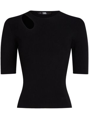 Karl Lagerfeld cut-out detail ribbed top - Black