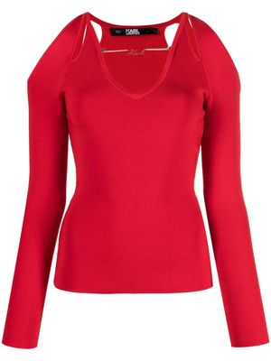 Karl Lagerfeld cut-out logo-charm jumper - Red