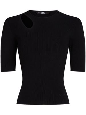 Karl Lagerfeld cut-out ribbed-knit top - Black