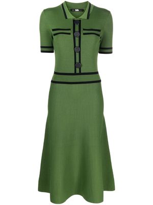 Karl Lagerfeld decorative button-detail short-sleeve dress - Green