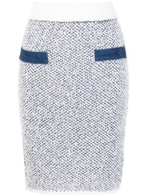 Karl Lagerfeld denim-detailing knitted pencil skirt - Blue
