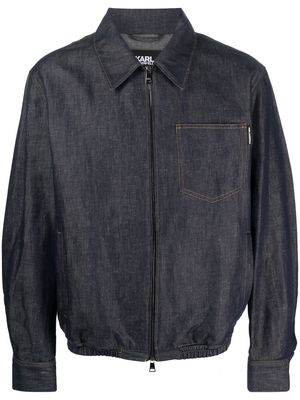 Karl Lagerfeld denim zip bomber jacket - Blue