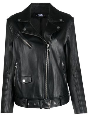 Karl Lagerfeld detachable-sleeve leather jacket - Black