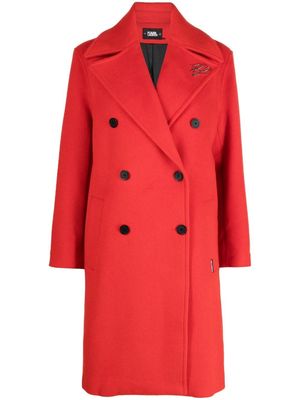 Karl Lagerfeld double-breasted mid-length coat - Red