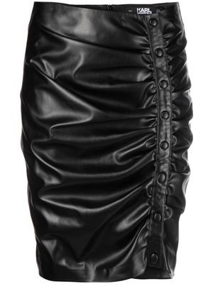 Karl Lagerfeld draped-design button-down skirt - Black
