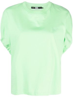 Karl Lagerfeld drawstring-sleeve organic-cotton T-shirt - Green